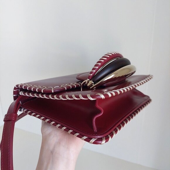 CHLOE Kattie Dark Ruby Red Crossbody Bag - Picture 12 of 17